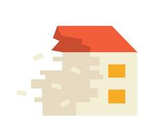 Broken building semi flat colour vector object. Damage after natural disaster. Editable cartoon clip art icon on white background. Simple spot illustration for web graphic design