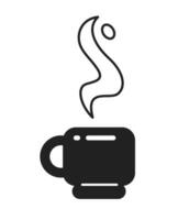 Fragrant steaming drink in coffee cup monochrome flat vector object. Coffee break. Editable black and white thin line icon. Simple cartoon clip art spot illustration for web graphic design