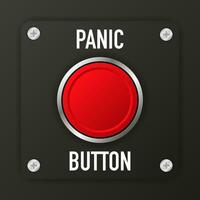 3D realistic panic button on black background. Vector illustration.