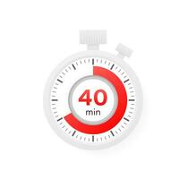 The 40 minutes timer. Stopwatch icon in flat style. vector