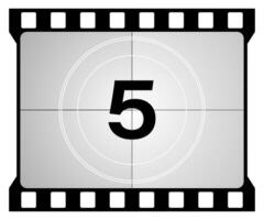 A classic movie countdown frame at the number five vector
