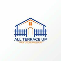 Logo design graphic concept creative abstract premium vector stock sign house with terrace fence, window, and door. Related to property home mortgage