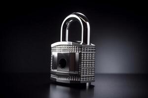 Closed technological and security padlock photo