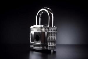 Closed technological and security padlock generative ai photo