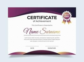 Wave gradient certificate design template. Suitable for employee appreciation to the company vector