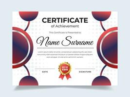 Gradient red circle certificate design template. Suitable for employee appreciation to the company vector