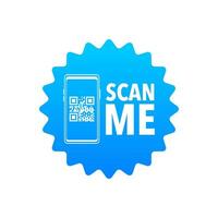 Scan me icon with QR code. Inscription scan me. QR code label. vector