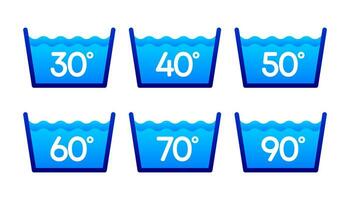 Machine wash temperature icon. Wash at 60 degree icon with text. Water temperature set icon vector sign