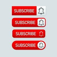 Red rounded subscribe button on white background vector