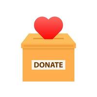 Charity, volunteering and donating. Box for donation. Donate, giving money vector