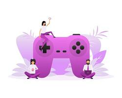 Flat joystick people for computer game design. Flat vector illustration