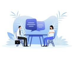 Colloquy in flat style illustration with people. Cartoon flat vector illustration