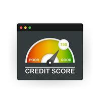 Detailed illustration of a credit score meter with pointer. vector