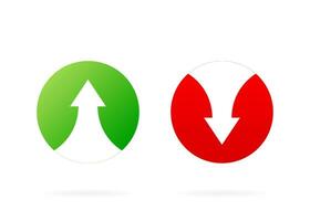 arriba y abajo flechas rojo y verde iconos ilustración aislado en blanco antecedentes. vector ilustración con lucro marcas.