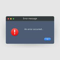 System error vector icon failure pc interface. Error message computer window alert popup