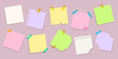 Paper sticker set, vector reminders, templates, colorful square note papers