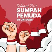 hari sumpah pemuda celebration for people of indonesia with fist and flag. vector illustration