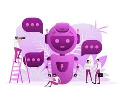 Chatbot icon concept, chat bot or chatterbot. Flat style characters. Vector illustration.