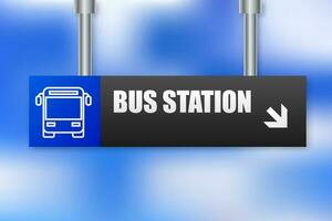 Bus stop sign. Simple transportation sign. Tourist bus. Vector illustration.