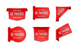 Red ribbon with text QC Passed. Banner ribbon label QC Passed vector