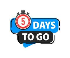 5 Days to go icon. Days Left Badges. Offer countdown date number. Timer, Hourglass icon. vector