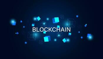 Digital square abstract and digital circuit, circle, hi-tech, blockchain, technology, cryptocurrency, decentralized on blue background, modern, futuristic. vector