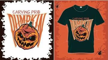 Halloween Carving Pro Pumpkin t-shirt vector