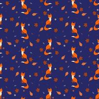 Seamless foxes pattern. Foxes with leaf and flowers greeting card pattern, foxes character mascot wallpaper or wrapping cartoon vector illustration