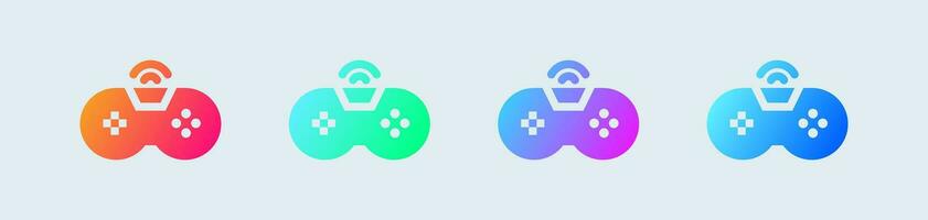 Game console solid icon in gradient colors. Joystick signs vector illustration.