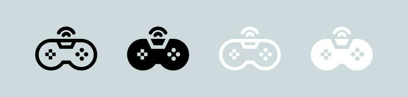 Game console icon set in black and white. Joystick signs vector illustration.