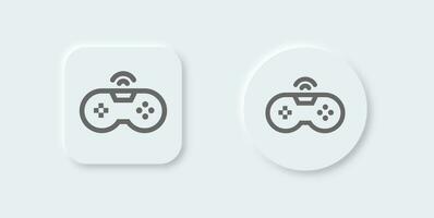 juego consola línea icono en neomórfico diseño estilo. palanca de mando señales vector ilustración.