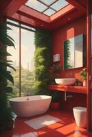 Bathroom interior design, generative AI photo