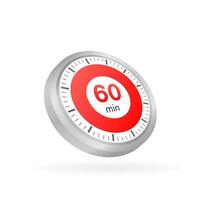 The 60 minutes, stopwatch vector icon. Stopwatch icon in flat style on a white background. Vector stock illustration.