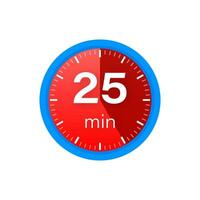 The 25 minutes, stopwatch vector icon. Stopwatch icon in flat style on a white background. Vector stock illustration.