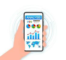 Flat icon with kpi for marketing design. Financial investment. Business data analysis vector
