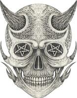 Surreal devil skull hand drawing and make graphic vector. vector