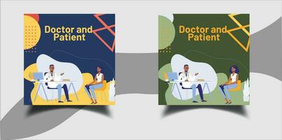 Doctor and Patient Social media post design vector