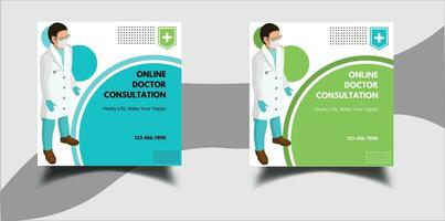 Online Doctor Consultation Social  media post design vector