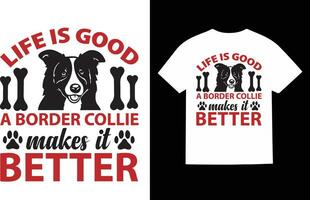 Border Collie Dog T-Shirt Design vector