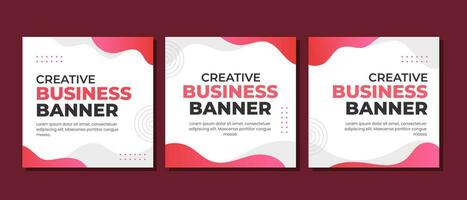 Wave red gradient social media post template vector