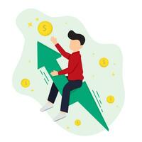 illustration cartoon Finance, investment, money growth, finance cartoon character. vector