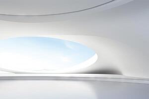 White minimal architecture building background empty wide space for mock up, concrete floor car park, cement garage design scene with copy space, with . photo