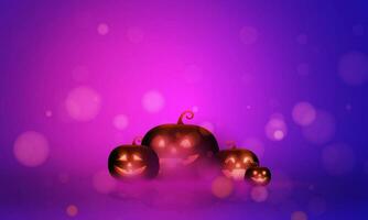 Abstract bokeh Light purple color with soft light background for Dark Cute halloween pumpkins vector magic holiday poster design.