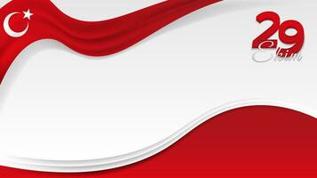 Red and White Wavy 29 Ekim Greeting Background with Turkey Flag and Copy Space vector