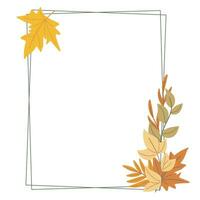 Rectangular frame with autumn leaves vector