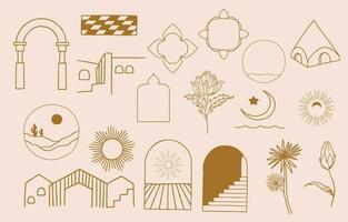 Collection of line design with sun,window,building.Editable vector illustration for social media,icon