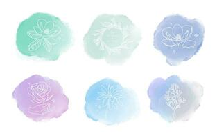 Watercolor circle brush with green, purple, blue for banner,background invitation vector