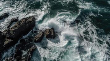 ver de el mar y frente a la playa desde encima ai generativo foto