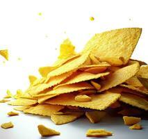 Corn chips nachos on white background AI Generated photo