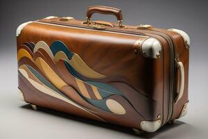 a travel suitcase isolated on a solid color background. ai generative photo